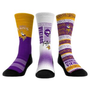 Youth Rock Em Socks Minnesota Vikings Throwback Three-Pack Crew Sock Set