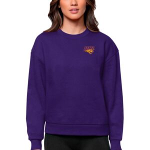 Women's Antigua Purple Northern Iowa Panthers Logo Victory Crewneck Pullover Sweatshirt