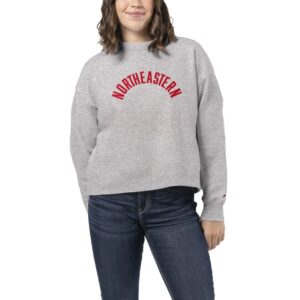 Women's League Collegiate Wear Heather Gray Northeastern Huskies 1636 Boxy Sweatshirt