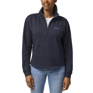Women's League Collegiate Wear Heather Navy Tufts University Jumbos Victory Springs Tri-Blend Quarter-Zip Pullover Sweatshirt