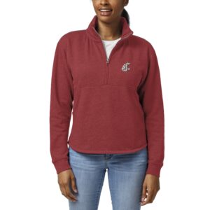 Women's League Collegiate Wear Crimson Washington State Cougars Victory Springs Tri-Blend Quarter-Zip Pullover Sweatshirt