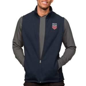 Men's Antigua Heather Navy USMNT Course Full-Zip Vest