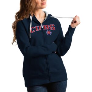 Women's Antigua Navy Chicago Cubs Team Logo Victory Full-Zip Hoodie