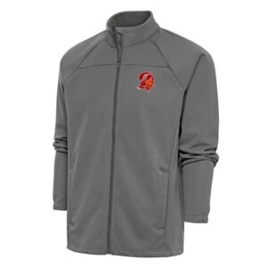 Men's Antigua Steel Tampa Bay Buccaneers Team Logo Throwback Links Full-Zip Golf Jacket