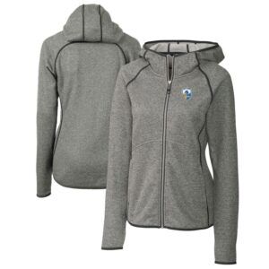 Women's Cutter & Buck Heather Gray Los Angeles Chargers Throwback Logo Mainsail Full-Zip Jacket