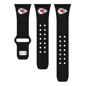 Black Kansas City Chiefs Logo Silicone Apple Watch Band