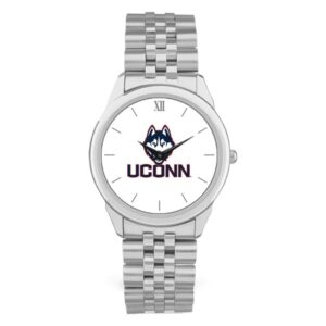 Men's Silver UConn Huskies Team Logo Rolled Link Bracelet Wristwatch