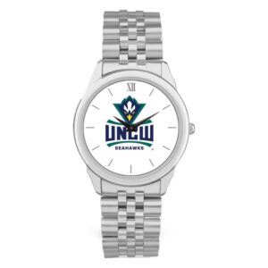 Men's Silver UNC Wilmington Seahawks Team Logo Rolled Link Bracelet Wristwatch