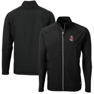 Men's Cutter & Buck Black Washington State Cougars Adapt Eco Knit Hybrid Recycled Big & Tall Full-Zip Jacket