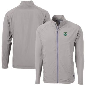 Men's Cutter & Buck Gray Tulane Green Wave Adapt Eco Knit Hybrid Recycled Big & Tall Full-Zip Jacket