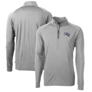 Men's Cutter & Buck Gray Stephen F Austin Lumberjacks Adapt Eco Knit Stretch Recycled Big & Tall Quarter-Zip Pullover Top