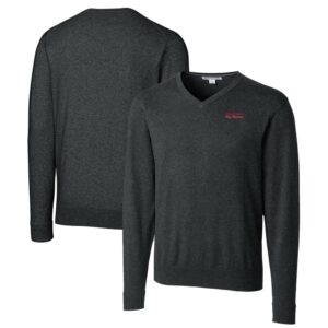 Men's Cutter & Buck Heather Charcoal Texas Tech Red Raiders Lakemont Tri-Blend Big & Tall V-Neck Pullover Sweater