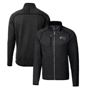 Men's Cutter & Buck Heather Charcoal Stephen F Austin Lumberjacks Mainsail Sweater-Knit Big & Tall Full-Zip Jacket