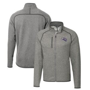 Men's Cutter & Buck Heather Gray Stephen F Austin Lumberjacks Mainsail Sweater-Knit Big & Tall Full-Zip Jacket