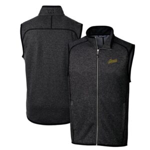 Men's Cutter & Buck Heather Charcoal George Mason Patriots Mainsail Sweater-Knit Big & Tall Full-Zip Vest