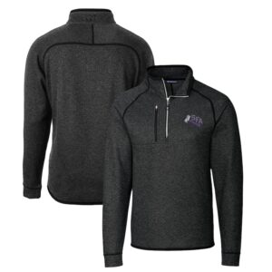Men's Cutter & Buck Heather Charcoal Stephen F Austin Lumberjacks Mainsail Sweater-Knit Big & Tall Half-Zip Pullover Jacket