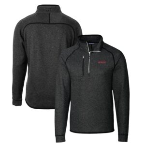 Men's Cutter & Buck Heather Charcoal Texas Tech Red Raiders Mainsail Sweater-Knit Big & Tall Half-Zip Pullover Jacket