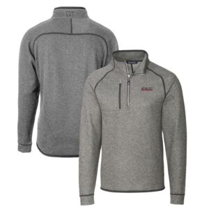 Men's Cutter & Buck Heather Gray Texas Tech Red Raiders Mainsail Sweater-Knit Big & Tall Half-Zip Pullover Jacket