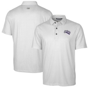 Men's Cutter & Buck Charcoal Stephen F Austin Lumberjacks Team Logo Big & Tall Pike Double Dot Print Stretch Polo