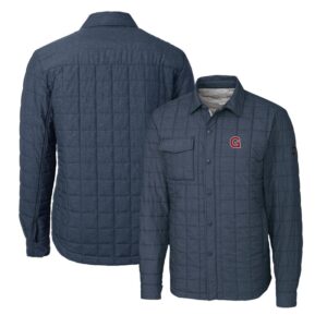 Men's Cutter & Buck Heather Navy Gonzaga Bulldogs Team Logo Big & Tall Rainier PrimaLoft Eco Insulated Quilted Button-Up Shacket