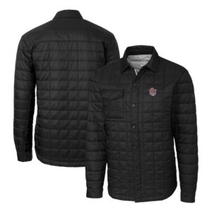 Men's Cutter & Buck Black LSU Tigers Team Logo Big & Tall Rainier PrimaLoft Eco Insulated Quilted Button-Up Shacket
