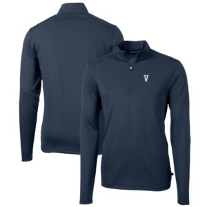 Men's Cutter & Buck Navy Villanova Wildcats Team Big & Tall Virtue Eco Pique Recycled Quarter-Zip Pullover Top