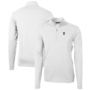 Men's Cutter & Buck White Villanova Wildcats Team Big & Tall Virtue Eco Pique Recycled Quarter-Zip Pullover Top