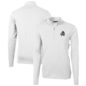 Men's Cutter & Buck White Utah State Aggies Team Big & Tall Virtue Eco Pique Recycled Quarter-Zip Pullover Top