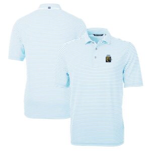 Men's Cutter & Buck Light Blue FIU Panthers Big & Tall Team Logo Virtue Eco Pique Stripe Recycled Polo