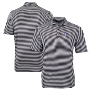Men's Cutter & Buck Black Fresno State Bulldogs Big & Tall Team Logo Virtue Eco Pique Stripe Recycled Polo