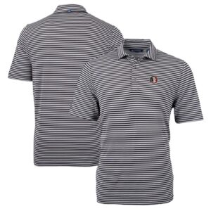 Men's Cutter & Buck Black Florida State Seminoles Big & Tall Team Logo Virtue Eco Pique Stripe Recycled Polo