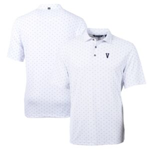 Men's Cutter & Buck White Villanova Wildcats Team Big & Tall Virtue Eco Pique Tile Print Polo