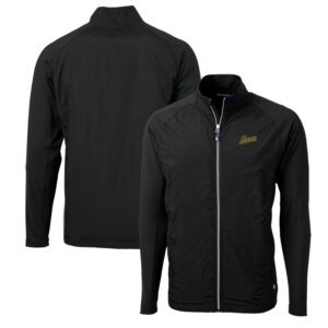 Men's Cutter & Buck Black George Mason Patriots Adapt Eco Knit Hybrid Recycled Full-Zip Jacket