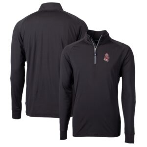 Men's Cutter & Buck Black Washington State Cougars Adapt Eco Knit Stretch Recycled Quarter-Zip Pullover Top