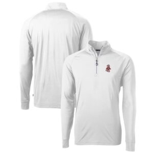 Men's Cutter & Buck White Washington State Cougars Adapt Eco Knit Stretch Recycled Quarter-Zip Pullover Top