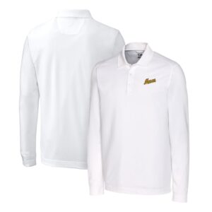 Men's Cutter & Buck White George Mason Patriots Advantage Tri-Blend Pique Long Sleeve Polo
