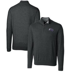 Men's Cutter & Buck Heather Charcoal Stephen F Austin Lumberjacks Lakemont Quarter-Zip Pullover Sweater