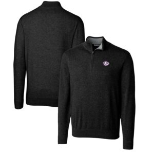 Men's Cutter & Buck Black TCU Horned Frogs Lakemont Quarter-Zip Pullover Sweater