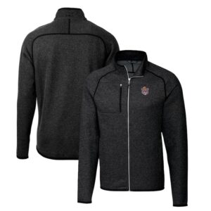 Men's Cutter & Buck Heather Charcoal LSU Tigers Mainsail Sweater-Knit Full-Zip Jacket