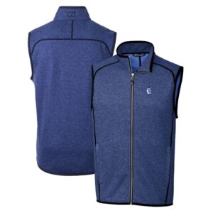 Men's Cutter & Buck Heather Royal Fresno State Bulldogs Mainsail Sweater-Knit Full-Zip Vest