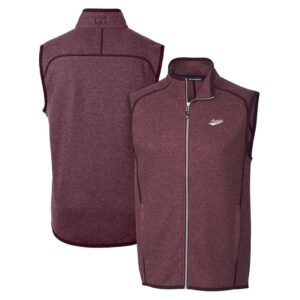 Men's Cutter & Buck Crimson New Mexico State Aggies Mainsail Sweater-Knit Full-Zip Vest
