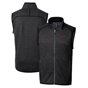 Men's Cutter & Buck Heather Charcoal New Mexico State Aggies Mainsail Sweater-Knit Full-Zip Vest