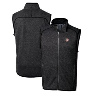 Men's Cutter & Buck Heather Charcoal Florida State Seminoles Mainsail Sweater-Knit Full-Zip Vest