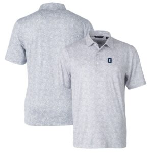 Men's Cutter & Buck Gray Georgetown Hoyas Pike Constellation Stretch Polo