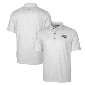 Men's Cutter & Buck Charcoal Stephen F Austin Lumberjacks Primary Team Logo Pike Double Dot Print Stretch Polo