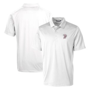 Cutter & Buck White Mississippi State Bulldogs Primary Team Logo Prospect Textured Stretch Polo