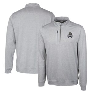 Men's Cutter & Buck Gray Utah State Aggies Heathered Vault Stealth Quarter-Zip Pullover Top