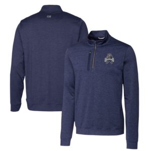 Men's Cutter & Buck Navy Utah State Aggies Heathered Vault Stealth Quarter-Zip Pullover Top
