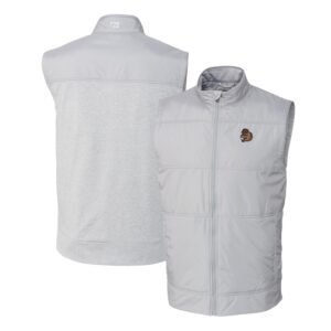 Men's Cutter & Buck Gray Oregon State Beavers Vault Stealth Hybrid Quilted Full-Zip Windbreaker Vest