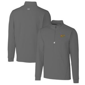 Men's Cutter & Buck Steel George Mason Patriots Traverse Stretch Quarter Zip-Pullover Top